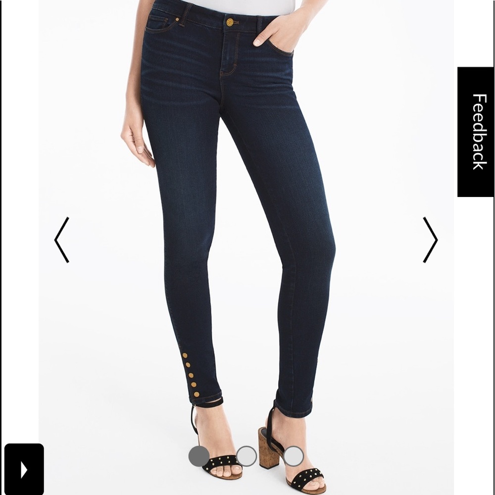NWT WHBM Petite Button-Trim Ankle Jeans